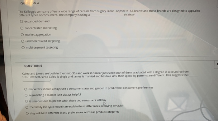 QUN 4 The Kellogg's company offers a wide range