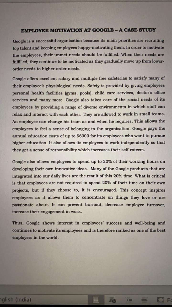 Identify from the given case, the steps taken by