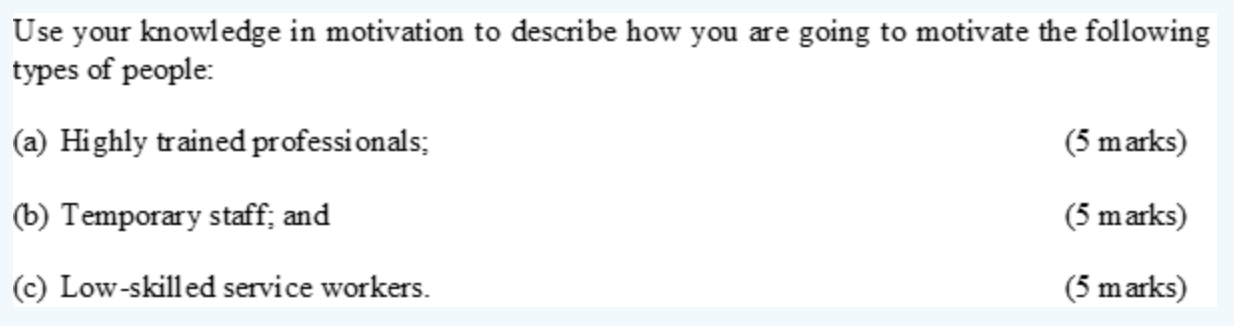 Use your knowledge in motivation to describe how