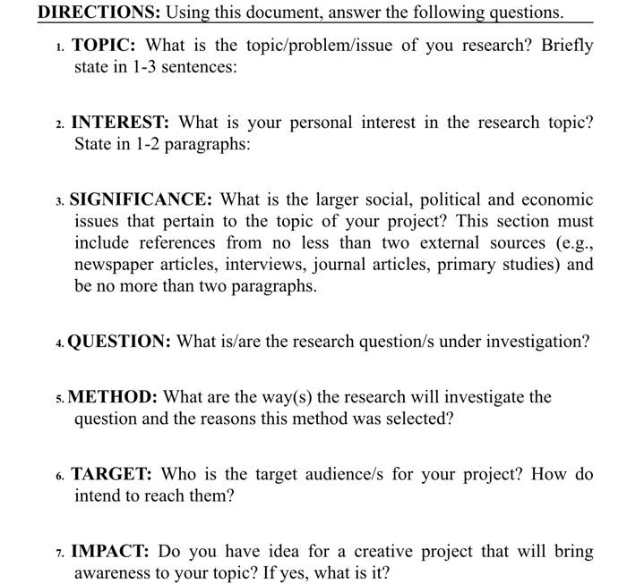 using a topic from your own answer these