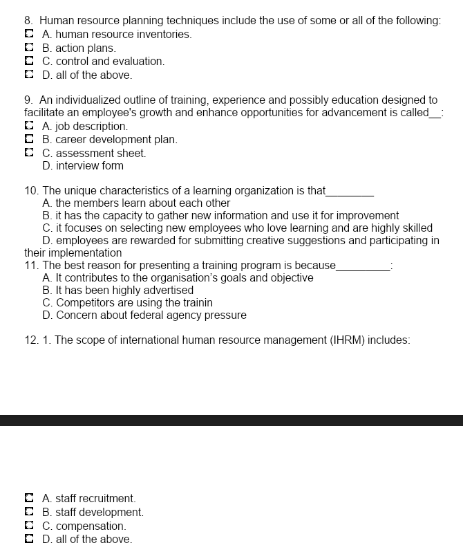8. Human resource planning techniques include the