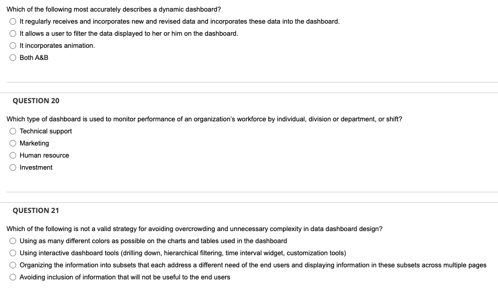 Please answer each question Which of the