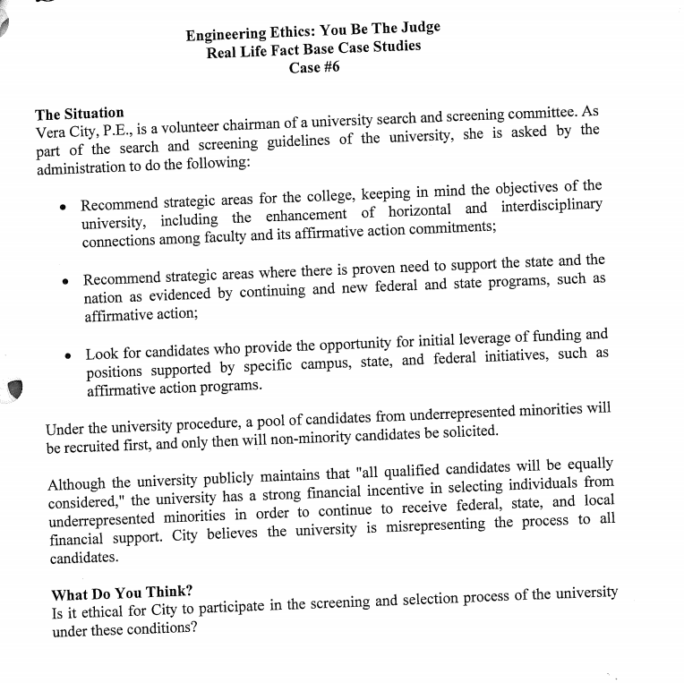 Engineering Ethics: You Be The Judge Real Life