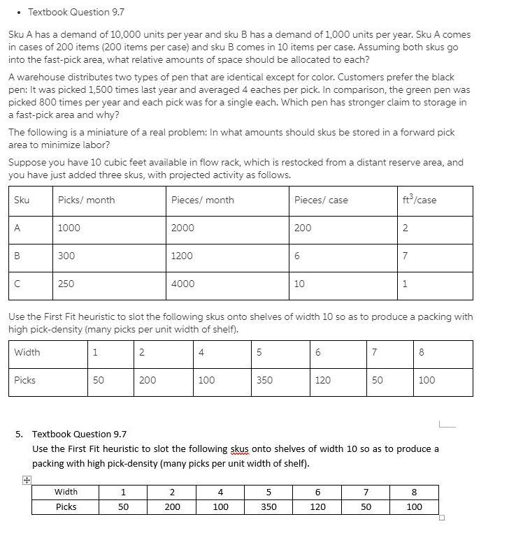 . Textbook Question 9.7 Sku A has a demand of
