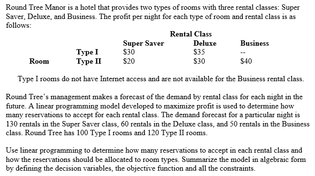 Not using excel pls Round Tree Manor is a hotel