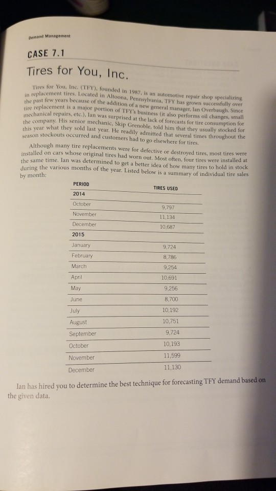 Demand Management CASE 7.1 Tires for You, Inc.