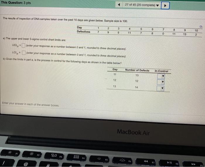 This Question: 3 pts 27 of 45 20 complete) The