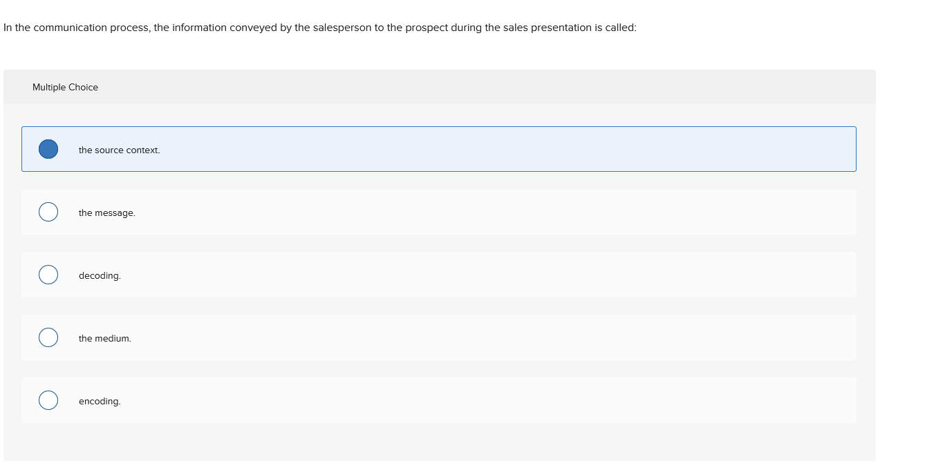 the communication process, the information