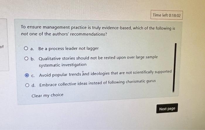 which one To ensure management practice is truly