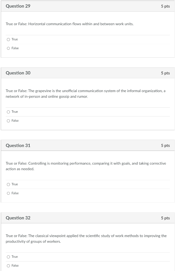 True or False: Horizontal communication flows