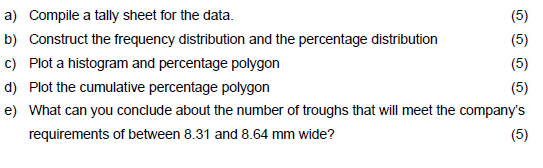 Question 3 A manufacturing company produces steel