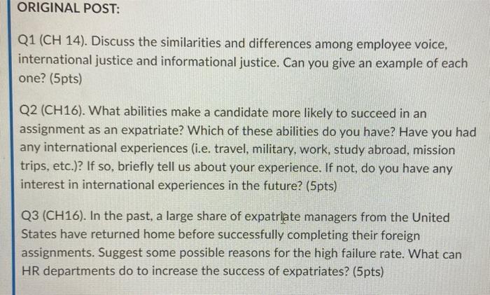 please answer Q1-3 Q1 (CH 14). Discuss the