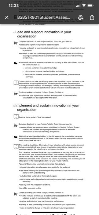 BSBSTR801 Lead innovative thinking and practice