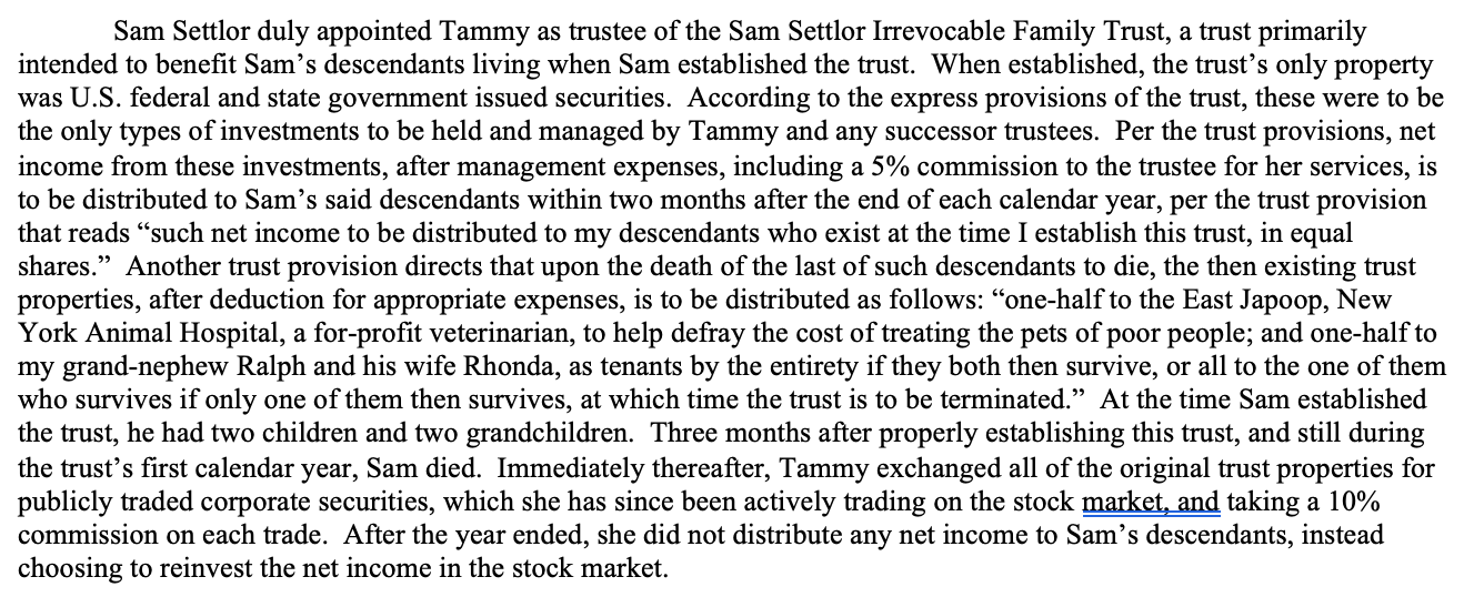 Sam Settlor duly appointed Tammy as trustee of