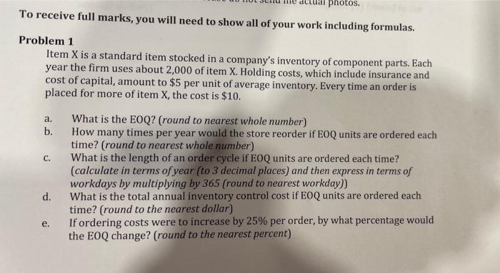 operations management, mention all the formulas