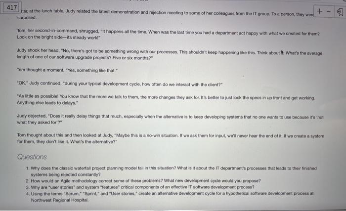 Questions 1 & 2 CASE STUDY 11.1 It's an Agile