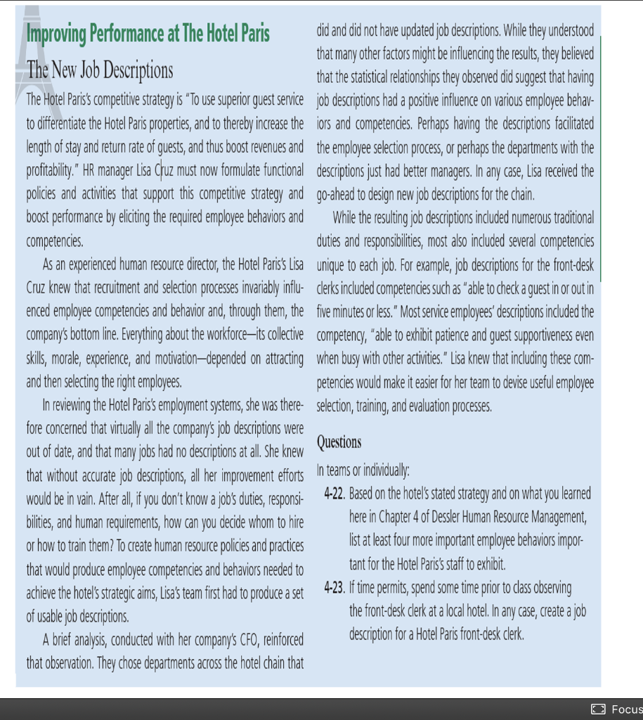 Improving Performance at The Hotel Paris did and