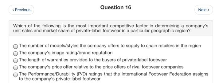 need only options. thanks! < Previous Question 16