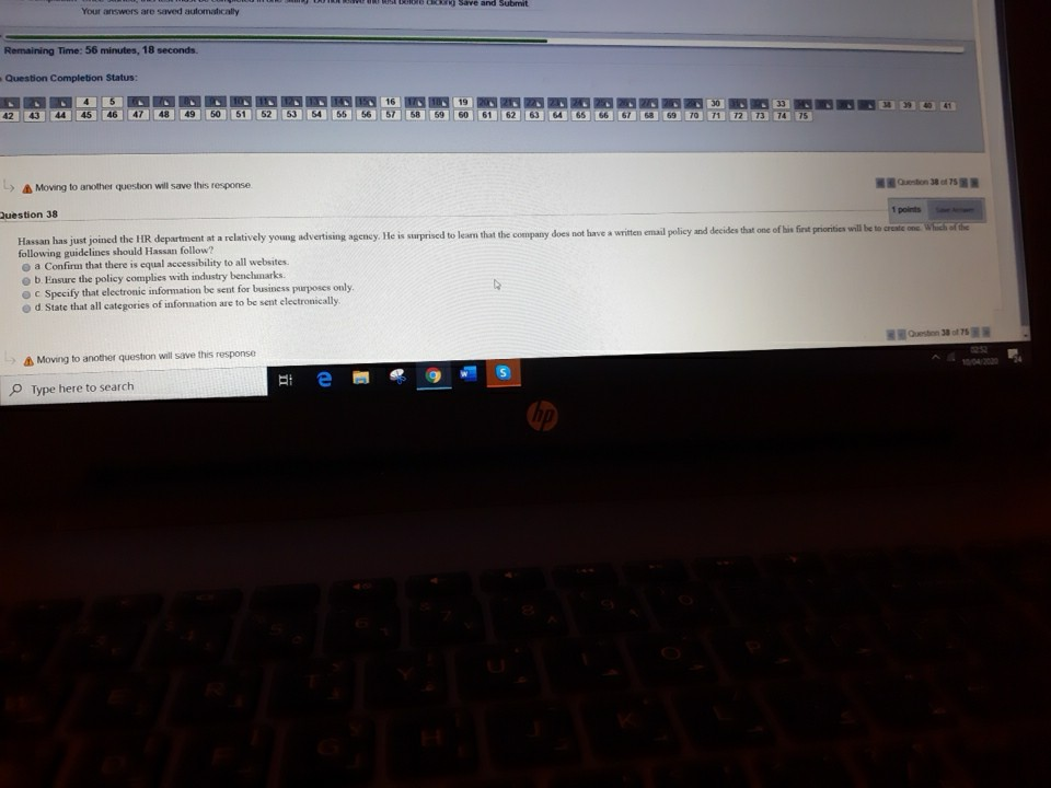 U Your answers are saved automatically DU WILL S