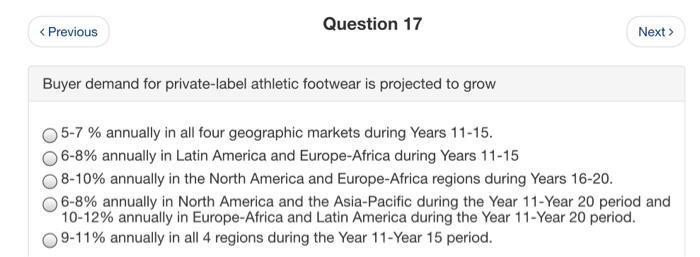 need only options. thanks! < Previous Question 16