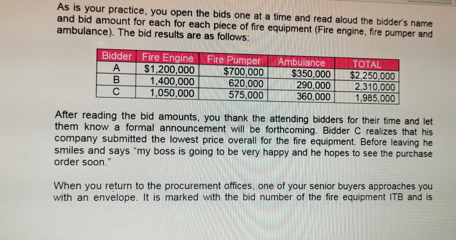 You are the procurement manager for a large