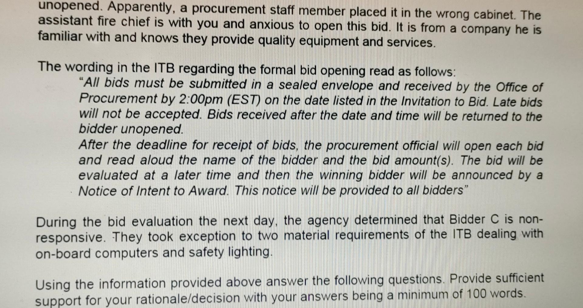 You are the procurement manager for a large