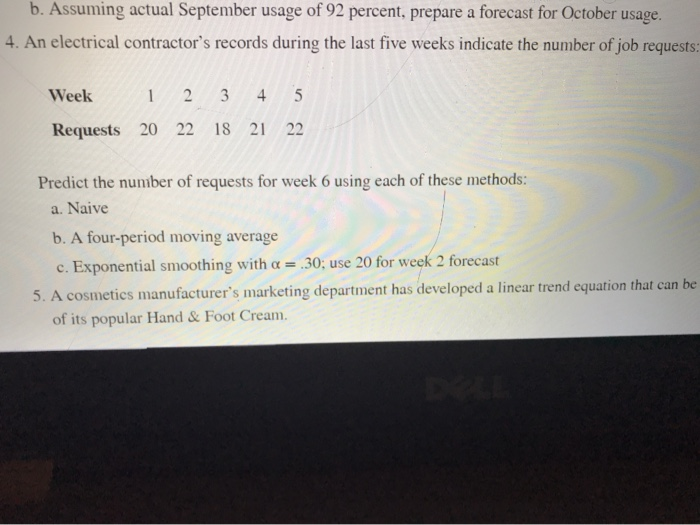 b. Assuming actual September usage of 92 percent,