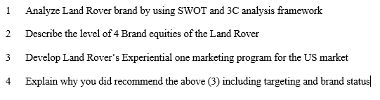 1 2 Analyze Land Rover brand by using SWOT and 3C