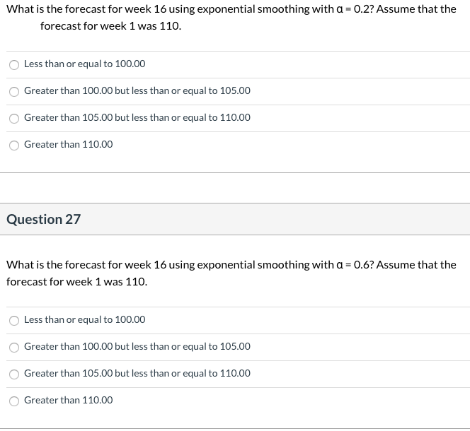 Use the below data to answer questions 26-32 on