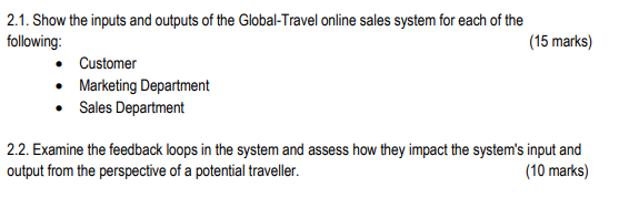 2.1. Show the inputs and outputs of the