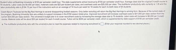 Student tution at Boehring University is $150 per