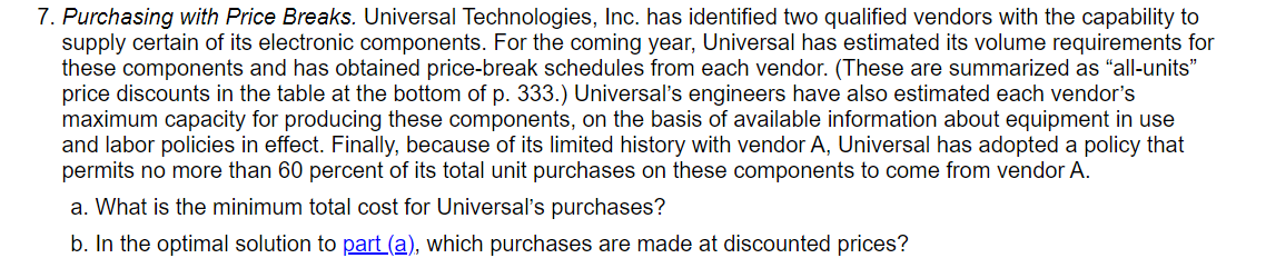 Purchasing with Price Breaks. Universal