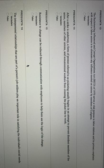 PREGUNTA 13 The Racketeering Influenced and