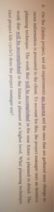 6. On the Zimbo project, not all requirements are