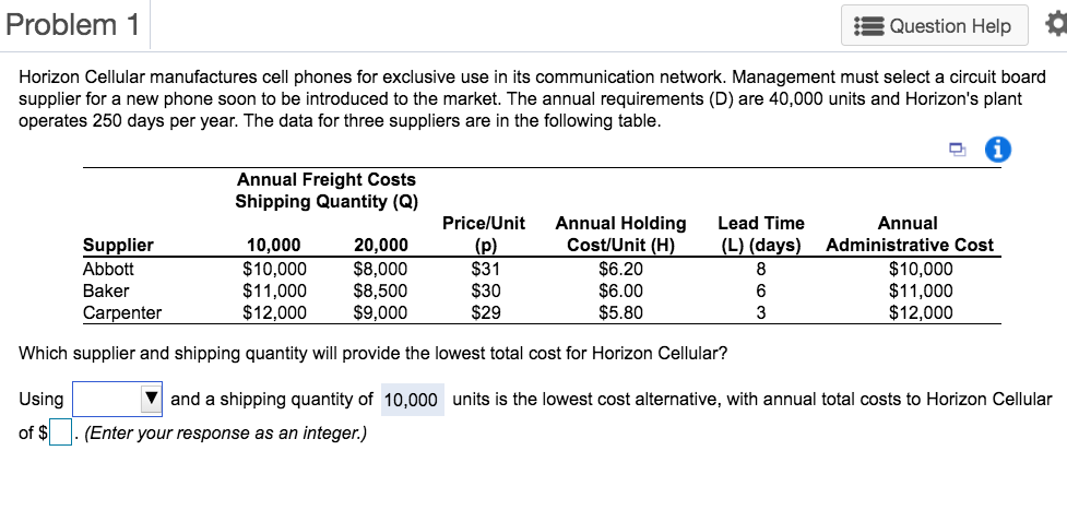 Its NOT baker Problem 1 Question Help Horizon