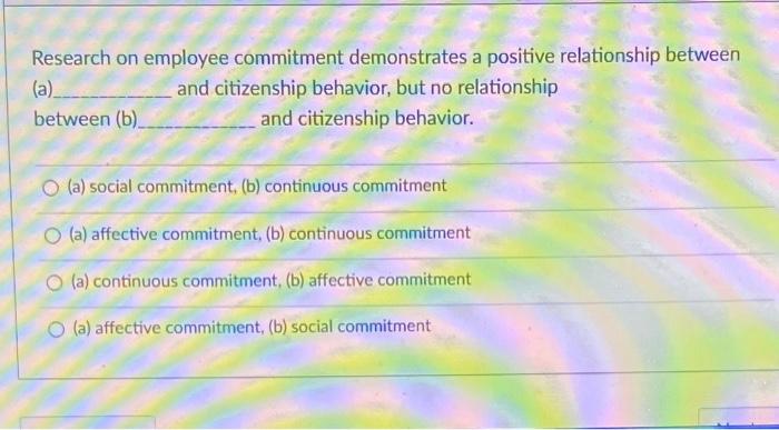 Research on employee commitment demonstrates a