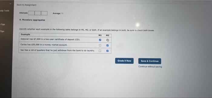 Back to Assignment dy Tools Attempt Average 1 6.