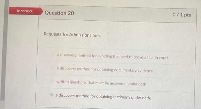 Requests for Admissions are: a discovery method
