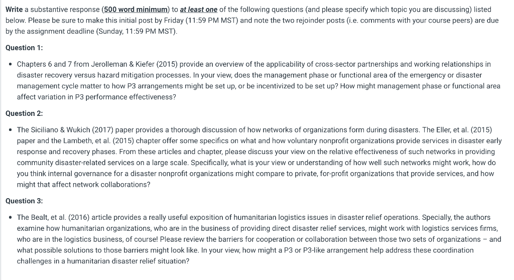 Write a substantive response (500 word minimum)
