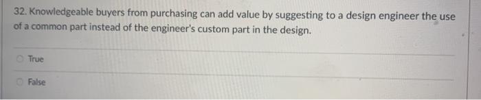 32. Knowledgeable buyers from purchasing can add