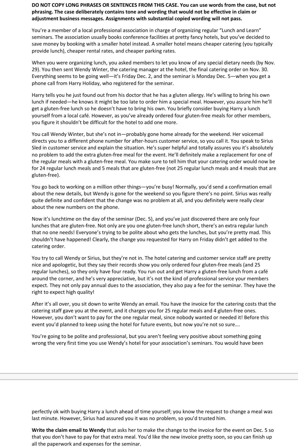 DO NOT COPY LONG PHRASES OR SENTENCES FROM THIS