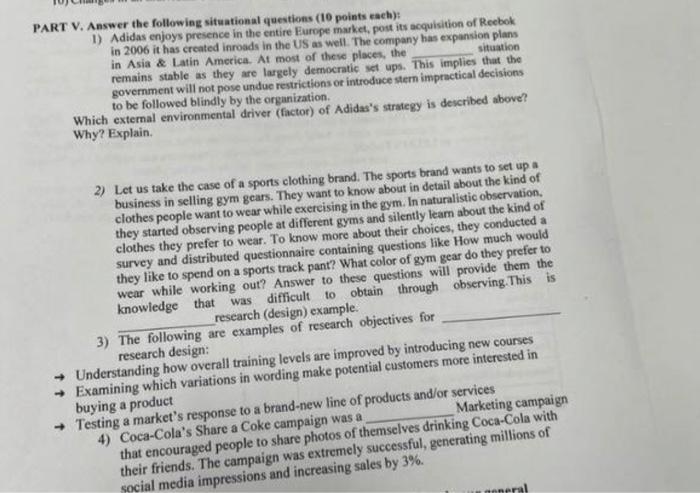 PART V. Answer the following situational