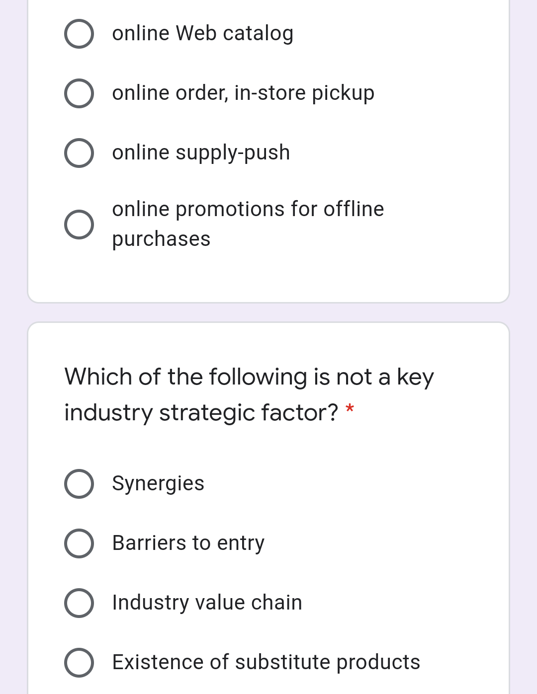 O online web catalog O online order, in-store