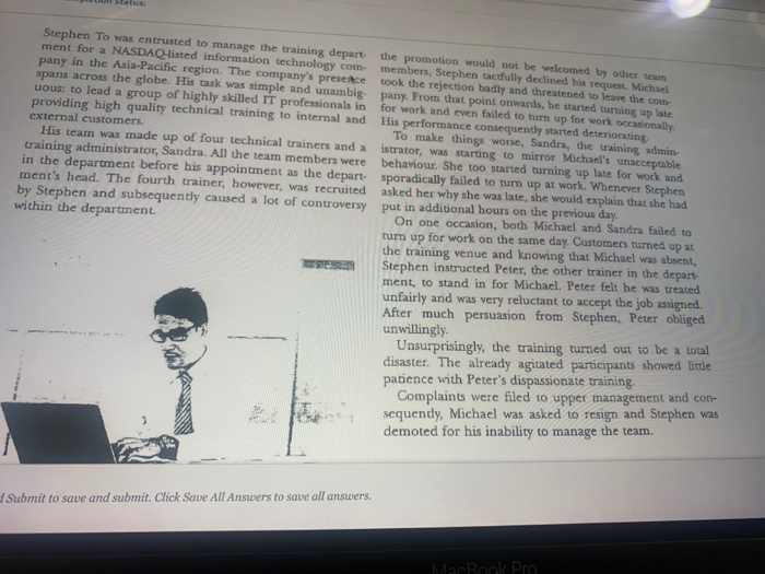 Stephen To was entrusted to manage the training