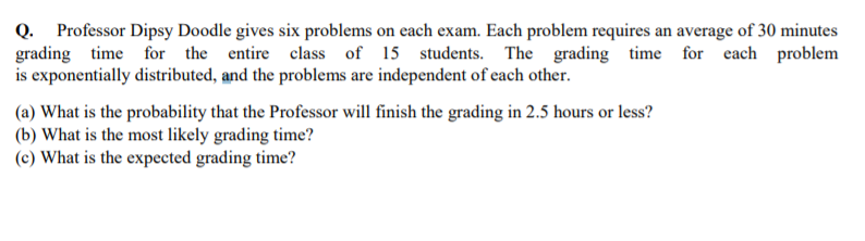 Q. Professor Dipsy Doodle gives six problems on