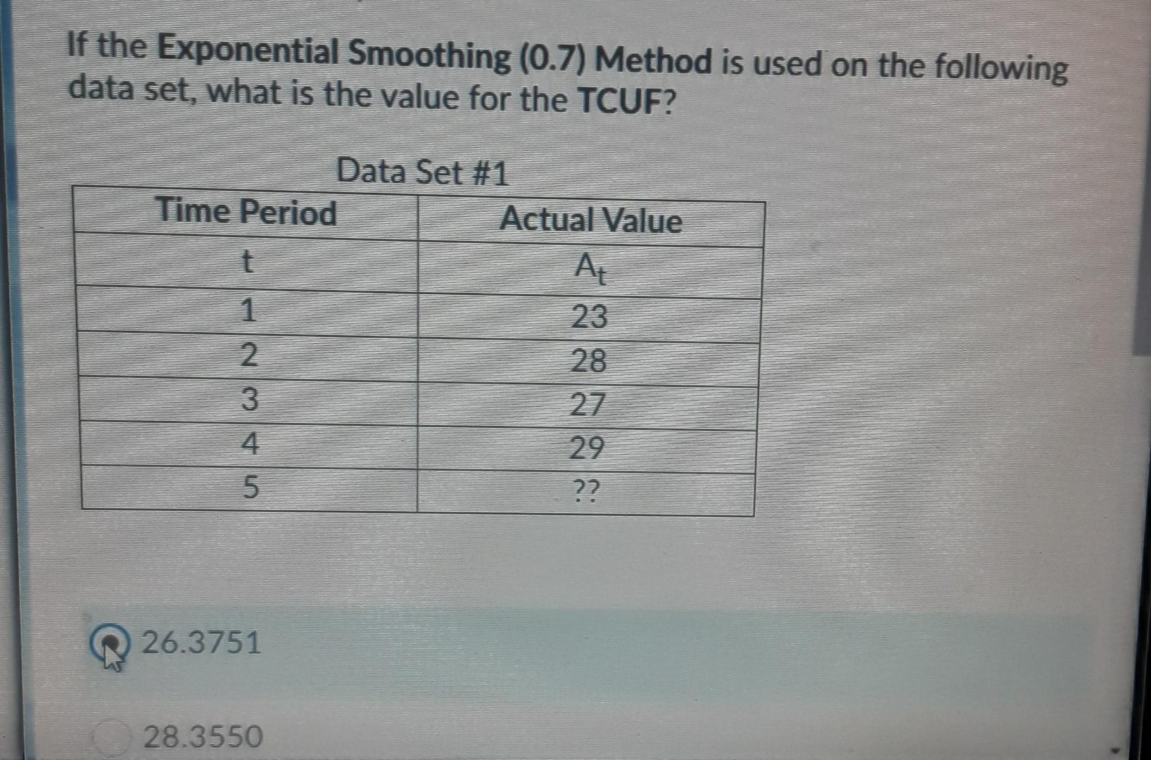 If the Exponential Smoothing (0.7) Method is used