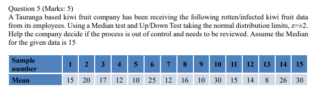 Question 5 (Marks: 5) A Tauranga based kiwi fruit
