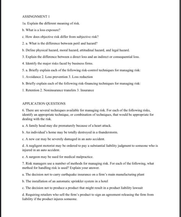 ASSINGNMENT 1 la. Explain the different meaning