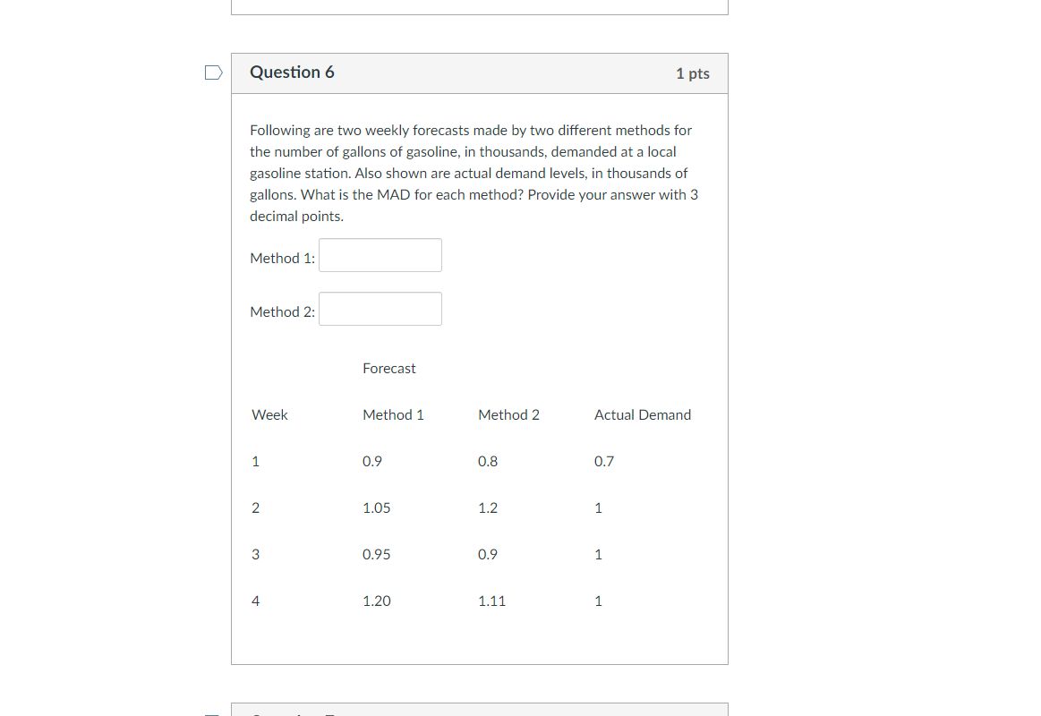 thank you! Question 6 1 pts Following are two