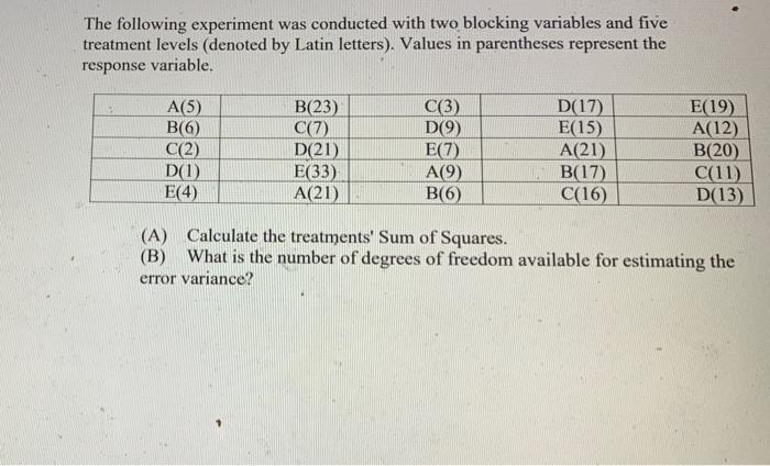 The following experiment was conducted with two